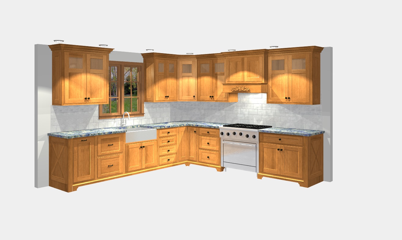 Oak kitchen 3-D rendering